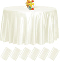 fani 6 Pack 108 in Ivory Round Tablecloth - Satin Overlay for Events