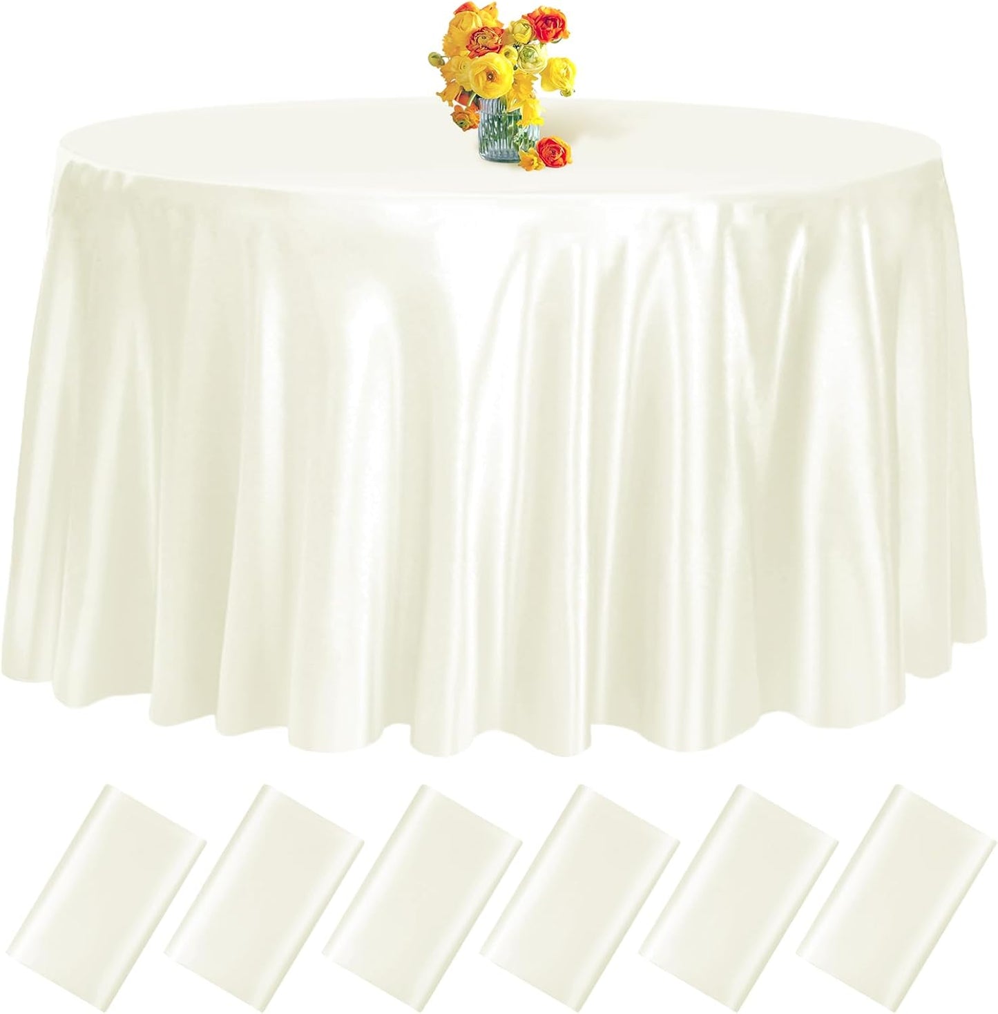 Premium 108 Inch Ivory Round Tablecloths for Elegant Events