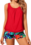 Yonique Blouson Tankini Two Piece Swimsuit - Modest, Flattering Fit is