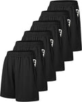 6 Pack Men's Athletic Shorts with Pockets - Quick Dry Black Shorts