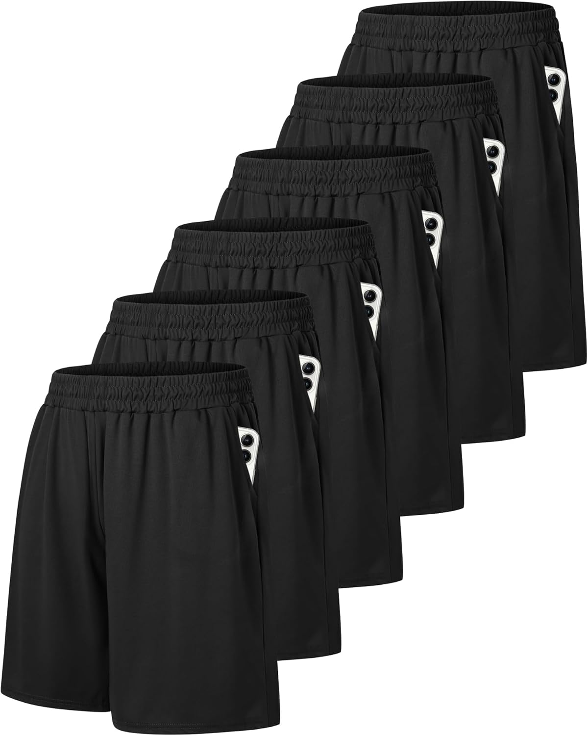 6 Pack Men's Athletic Shorts for Gym Basketball Running Comfort
