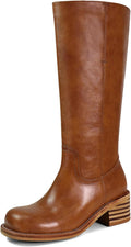 Women's Knee High Boots Square Toe Chunky Block Heel (Style 5VL2)