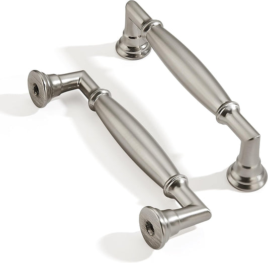 10 Pack 3-3/4 Inch Hole Center Brushed Satin Nickel Cabinet Pulls