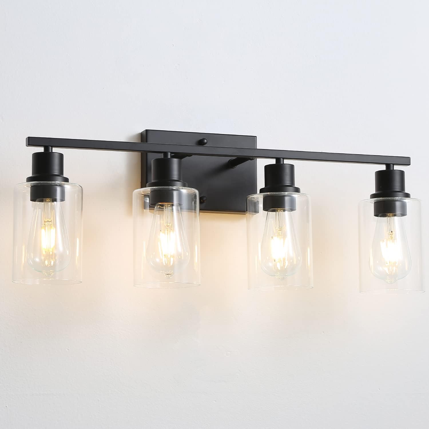 Modern 4 Light Bathroom Vanity Light with Matte Black Finish