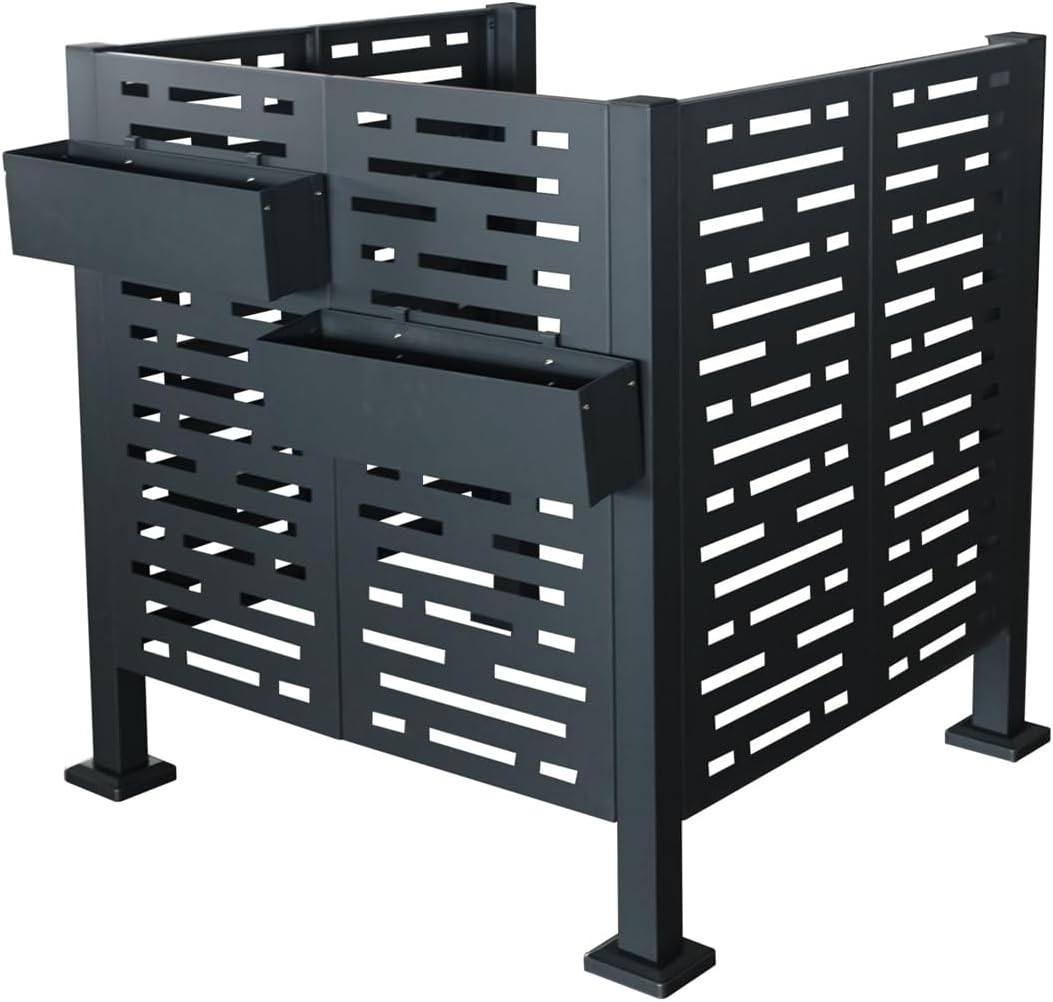 Conceal with Style: Metal AC Fence Cover (Charcoal)