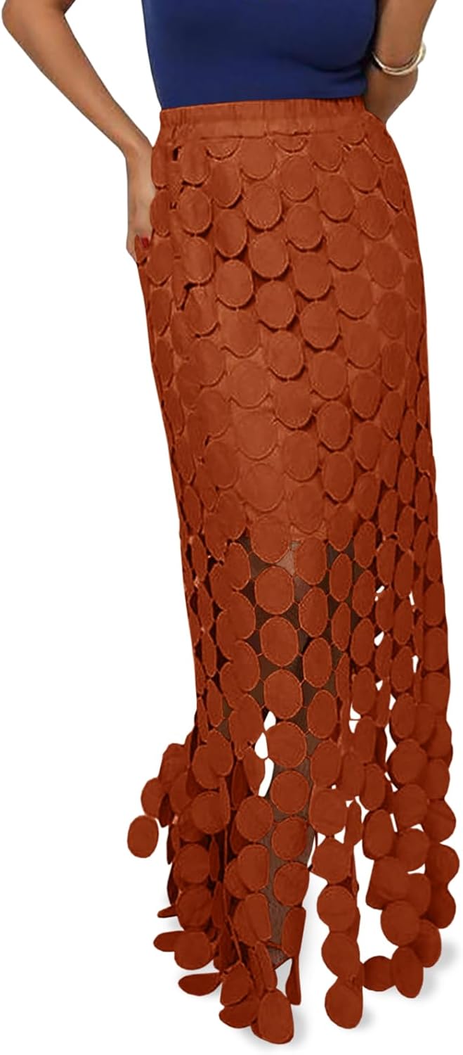 Cicy Bell Womens Hollow Out Maxi Skirt for Summer Style