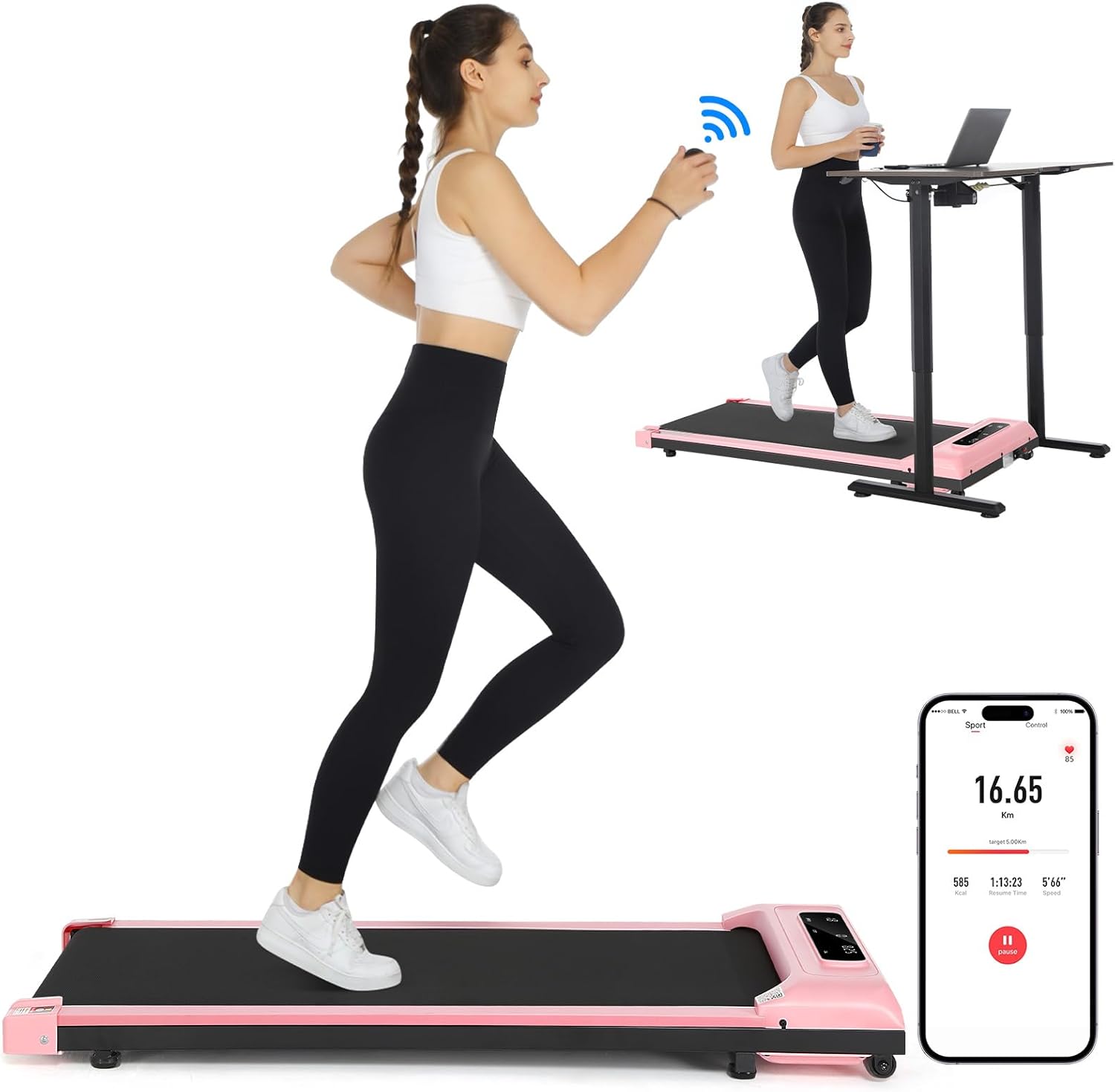 Portable 2.5HP Under Desk Treadmill - Quiet Home Jogging