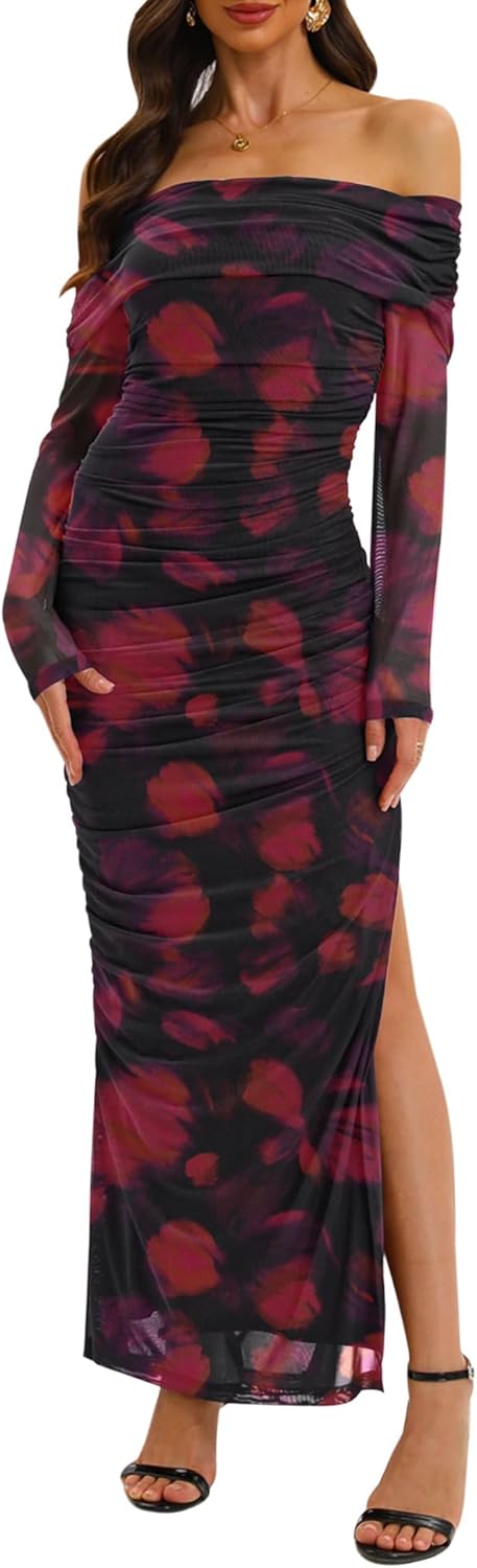 Relipop Off Shoulder Dress for Women - Elegant Maxi Style