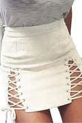 Meyeeka Womens Sexy High Waist Lace Up Bodycon Mini Skirt