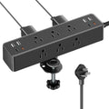 Flat Plug Desk Clamp Power Strip 15FT - Desk Edge Mount Charging