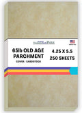 250 Old Age Parchment 65lb Cover Paper Sheets 4.25in x 5.5in - Vintage