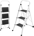 3 Step Ladder Folding Step Stool for Adults - Stable, Anti-Slip Steps