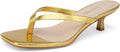 Women's Kitten Heel Sandals Square Toe Slip on Flip Flop Heels Upper