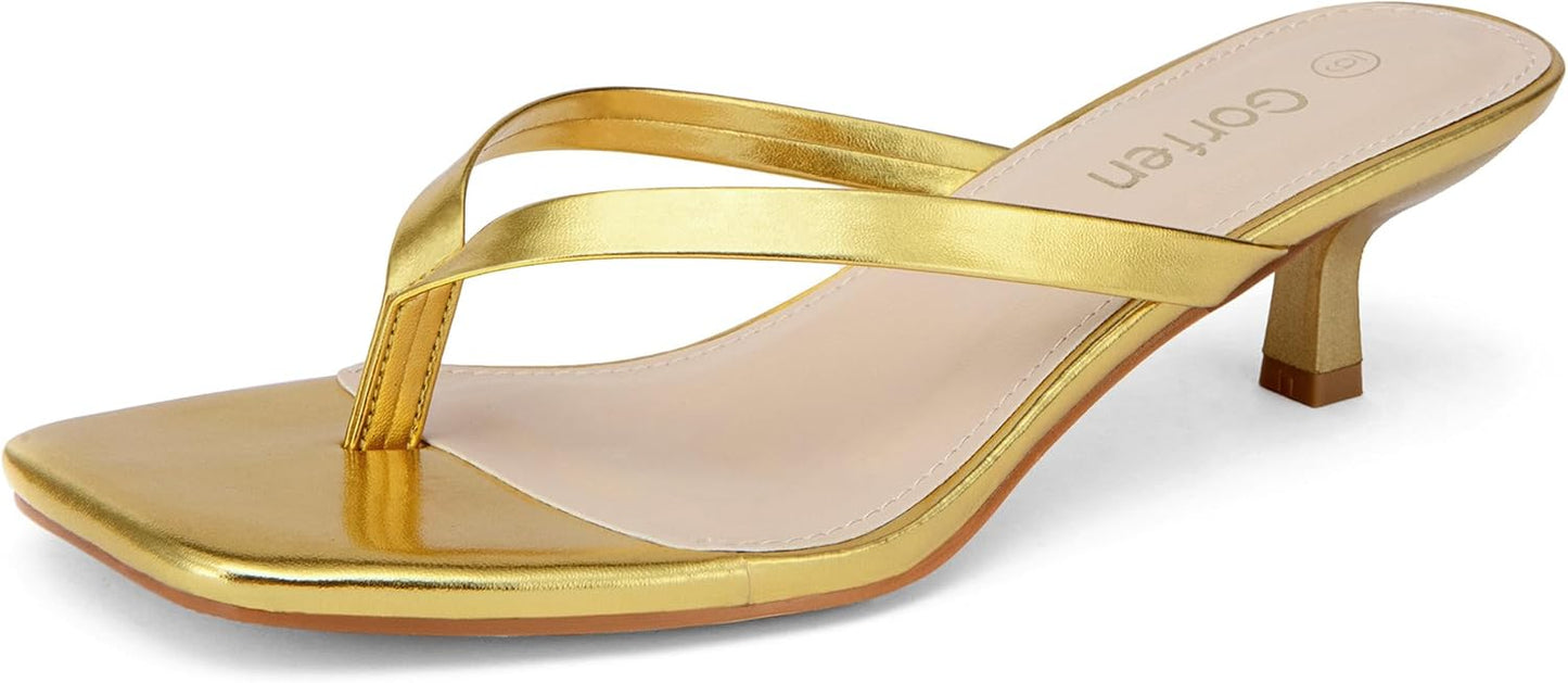 Women's Kitten Heel Sandals with Square Toe for Elegant Style