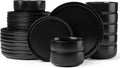 Herogo 24-Piece Stoneware Dinnerware Set for 8 - Matte Black reactive