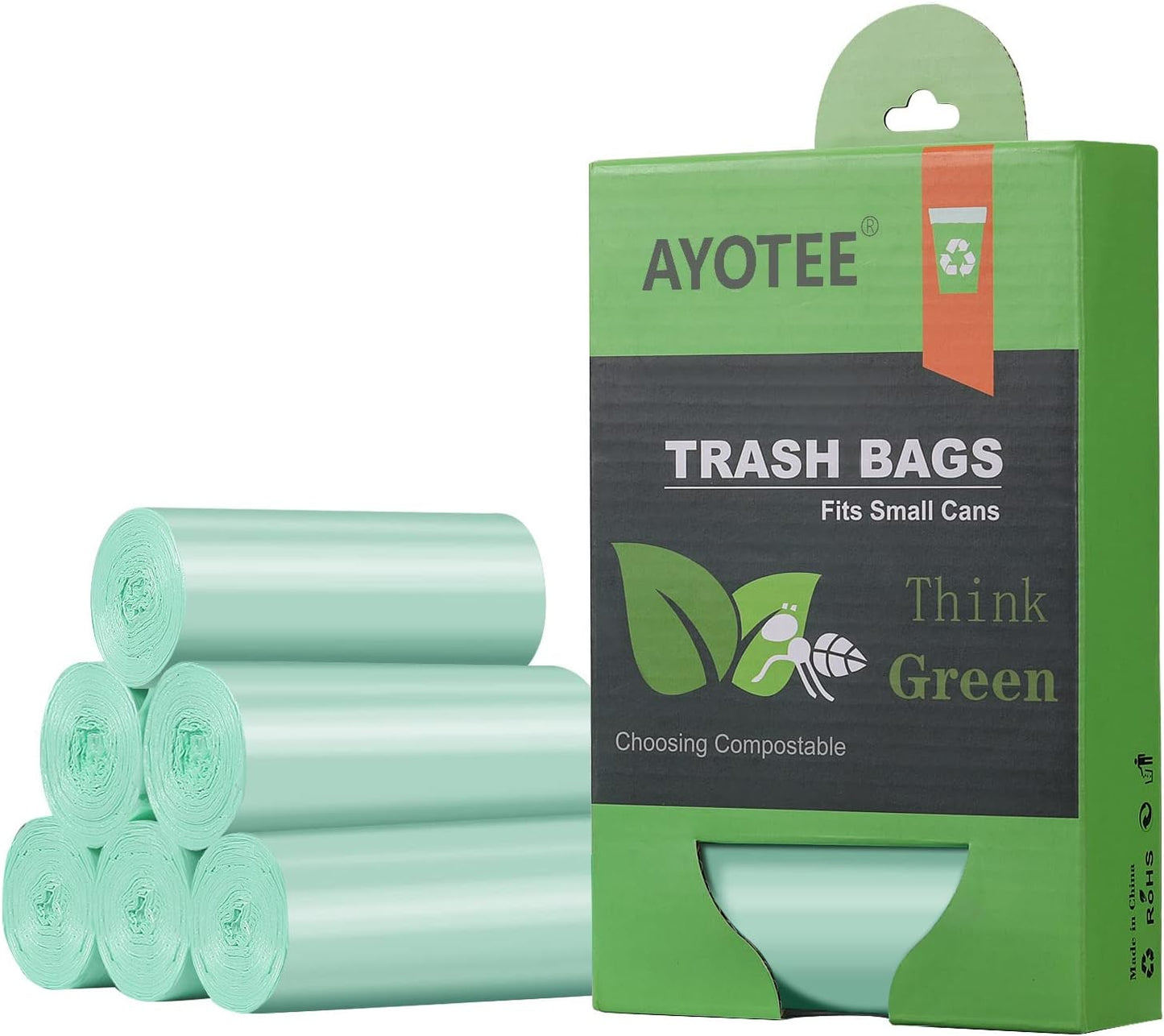 AYOTEE 1.2 Gallon Compostable Trash Bags - Strong & Green