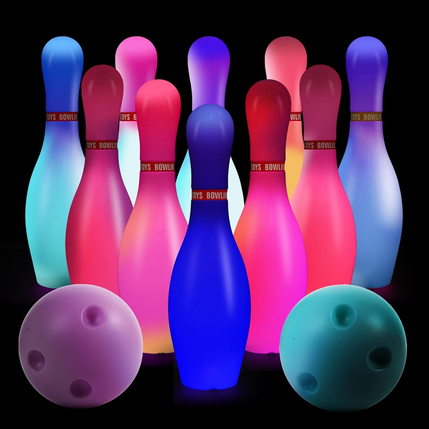 Light Up Bowling Set for Kids - Glow in The Dark Fun Games