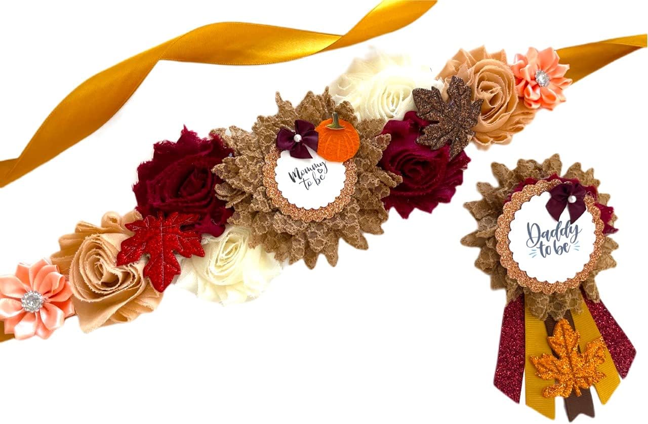 Fall Pumpkin Maternity Sash for Autumn Baby Shower Celebration