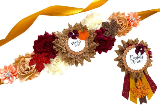 Fall Pumpkin Maternity Sash for Autumn Baby Shower Celebration
