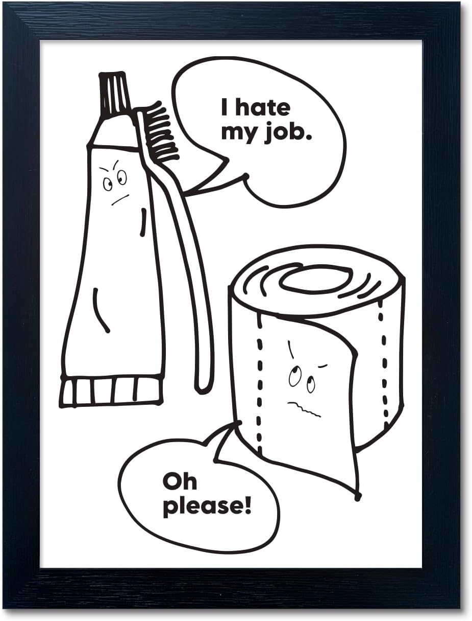 Funny Bathroom Decor Prints for Wall Art - Unique Framed Signs