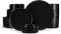 Black Dinnerware Sets for 6 - Matte Stoneware 18-Piece Set