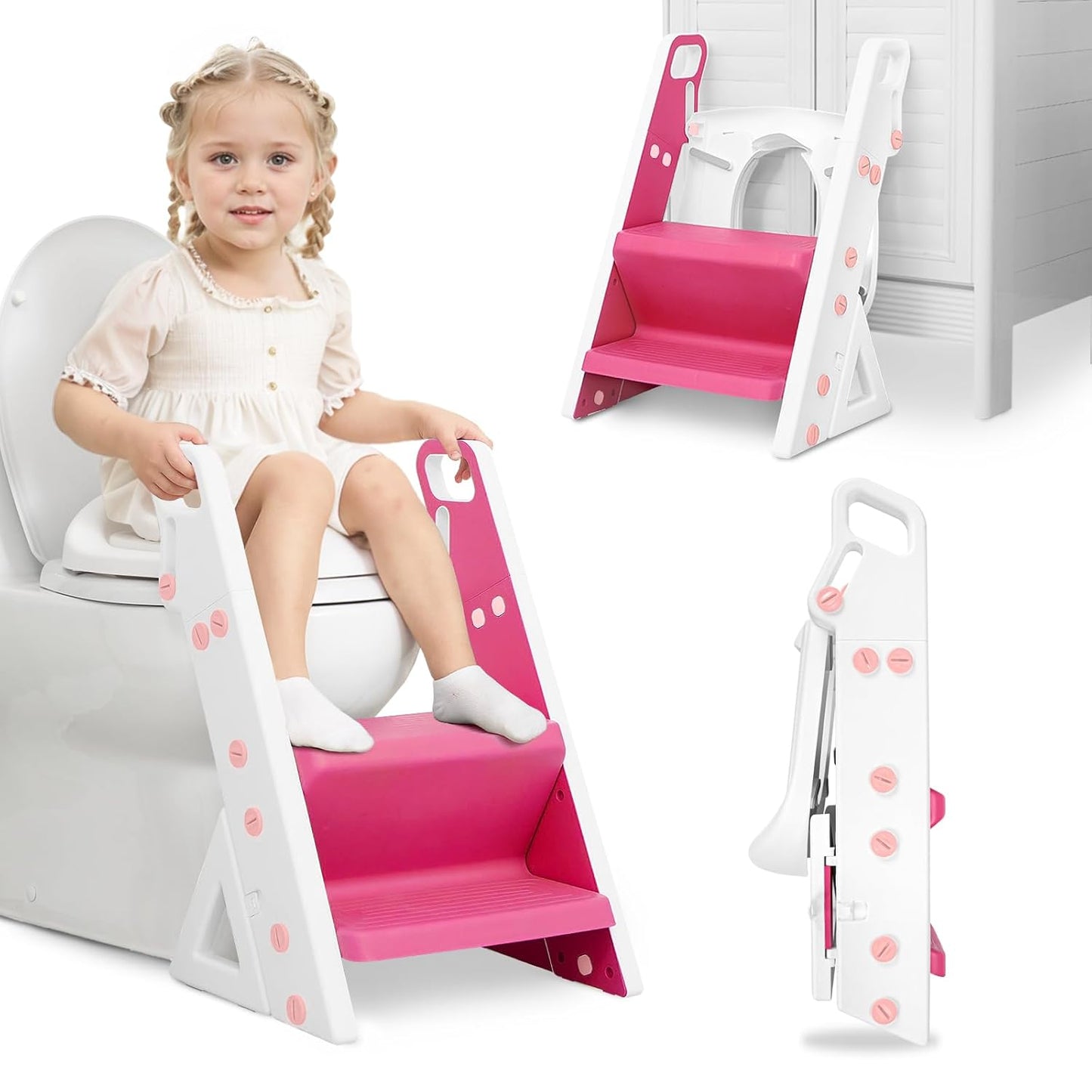 Potty Training Seat with Foldable Step Stool for Easy Use