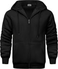 V VALANCH Men Sherpa Lined Zip Up Hoodie - Heavyweight Warm