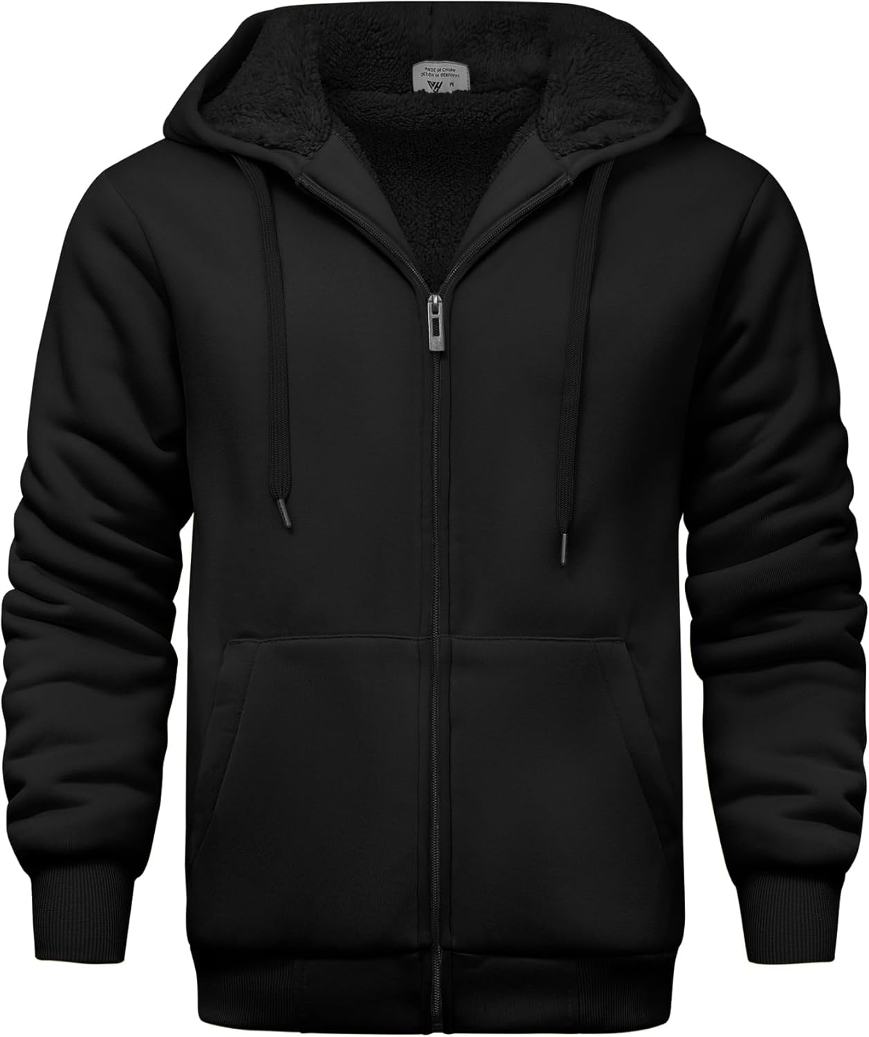 V VALANCH Men Hoodies Zip Up Sherpa Lined Sweatshirts Warm Fleece
