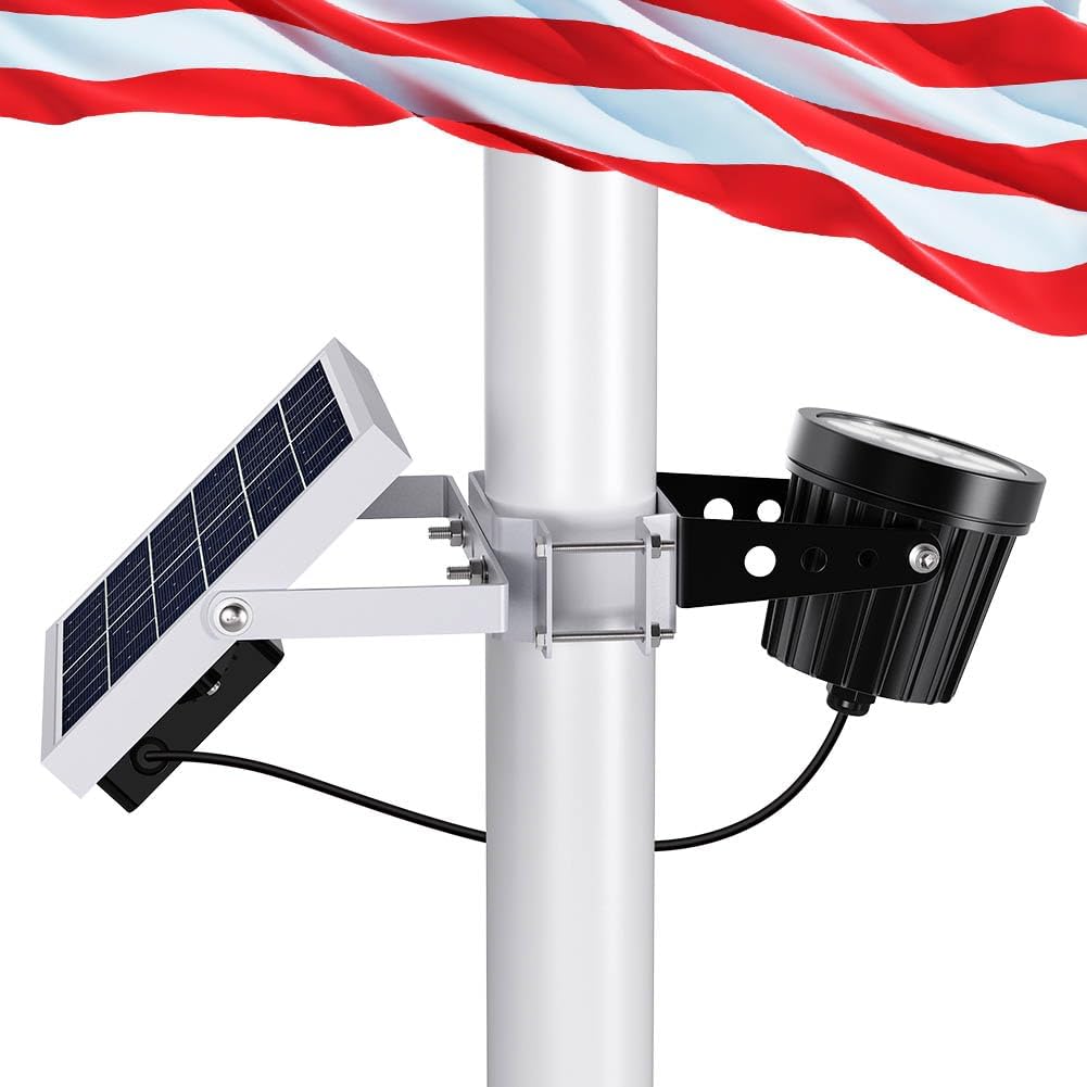 Solar Flag Pole Light with Bright LED for Outdoor Use