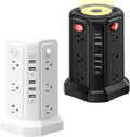 Surge Protector Power Strip Tower with USB Ports and Night Light