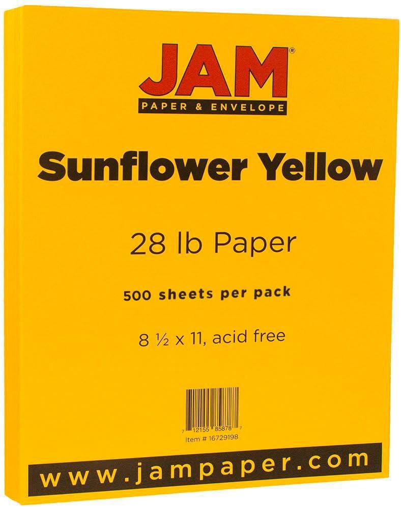 JAM PAPER Matte 28lb Paper in Sunflower Yellow - 500 Sheets