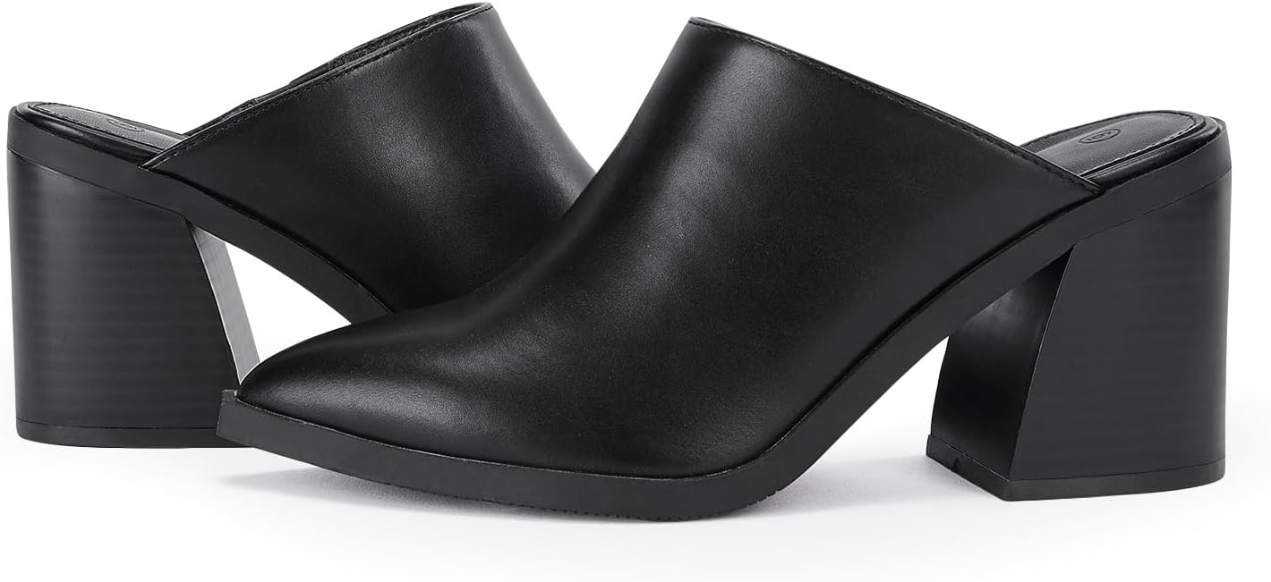 Stylish Pointed Toe Mules with Chunky Block Heels for Women