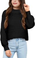 Girls Knit Mock Neck Pullover Sweater - 100% Acrylic Comfort
