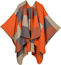 KirGiabo Women's Plaid Sweater Poncho Cape Coat - Reversible Cozy Wrap