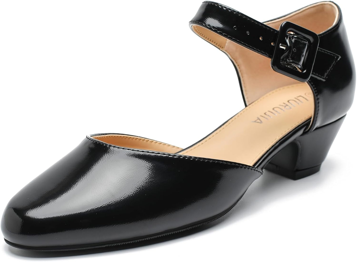 LIURUIJIA Women's Closed Toe Low Chunky Heel Pumps for Events