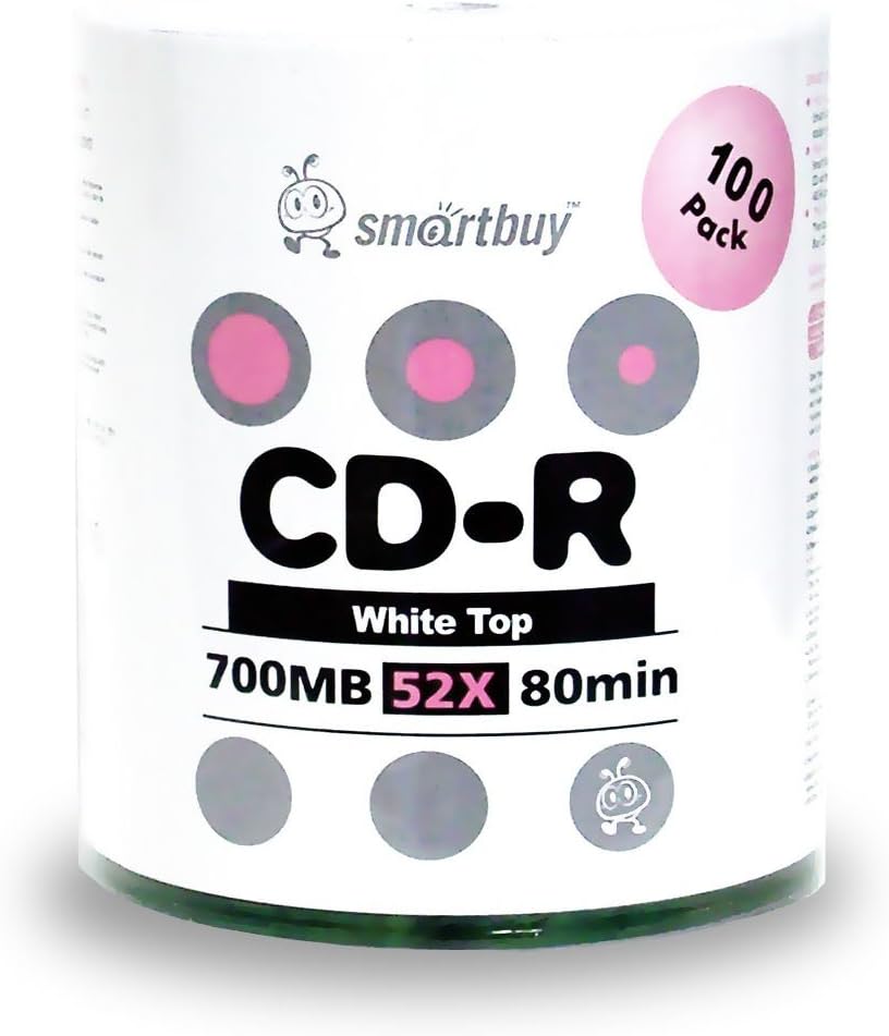 Smartbuy 700mb 80min 52x CD-R Blank Media for Video Recording