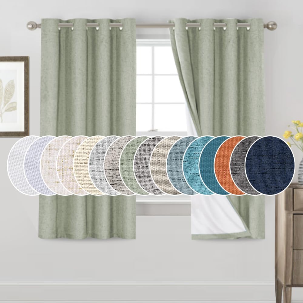 100% Blackout Linen Curtains for Bedroom and Living Room