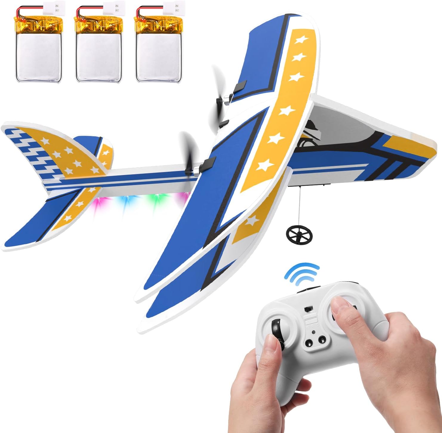 DEERC RC Plane with 3 Batteries & 6-axis Gyro Stabilizer