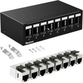 Patch Panel 8 Port Cat6A Keystone Jack Shielded - Compact 1U Rack