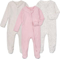 Aablexema Baby Footie Pajamas with Mittens - Soft Cotton 3-Pack