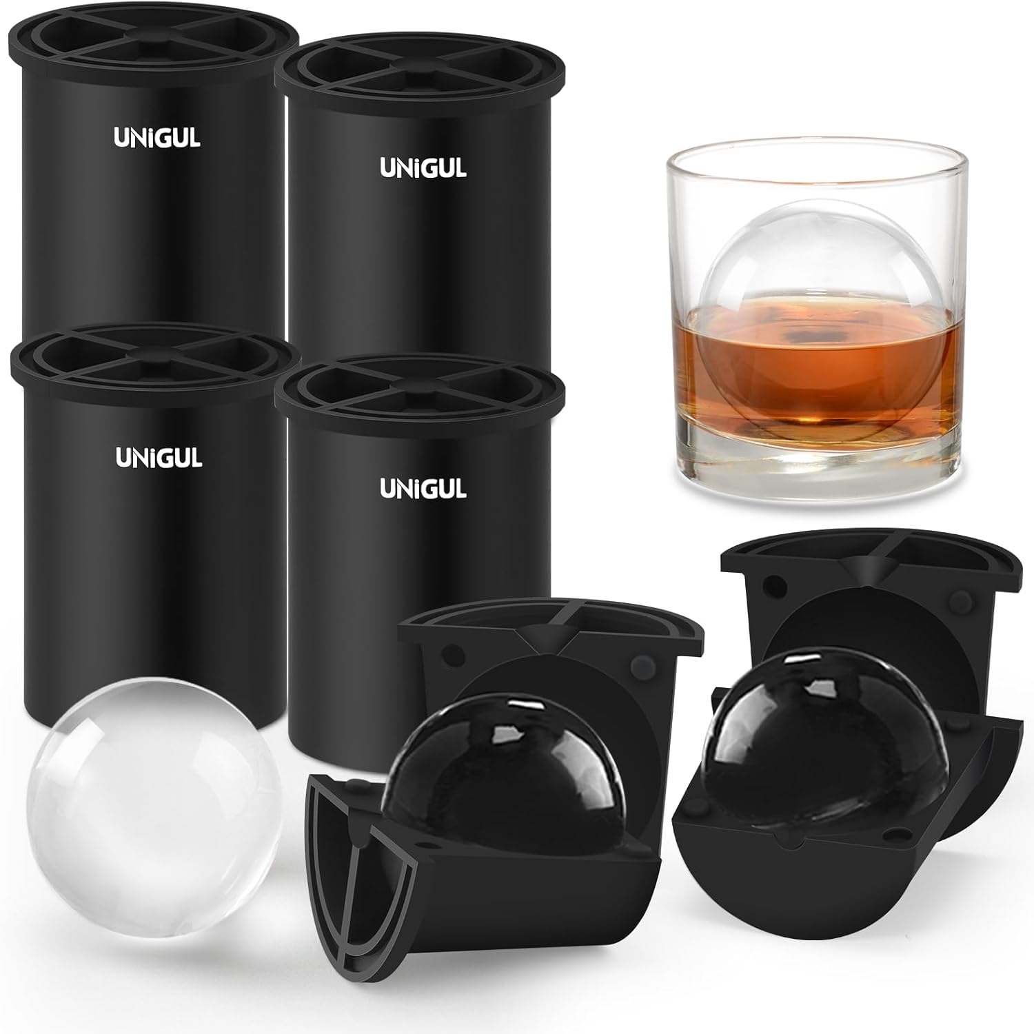 Clear Ice Cube Maker for Perfect Whiskey Drinks - 4 Pack