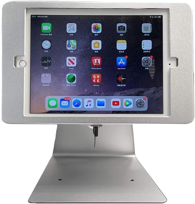 Desktop Anti-Theft POS Stand Holder Enclosure for iPad 10.2 in Silver