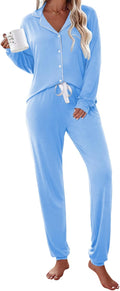 Ekouaer Pajamas Set Long Sleeve Sleepwear - Soft Modal Cotton Comfort