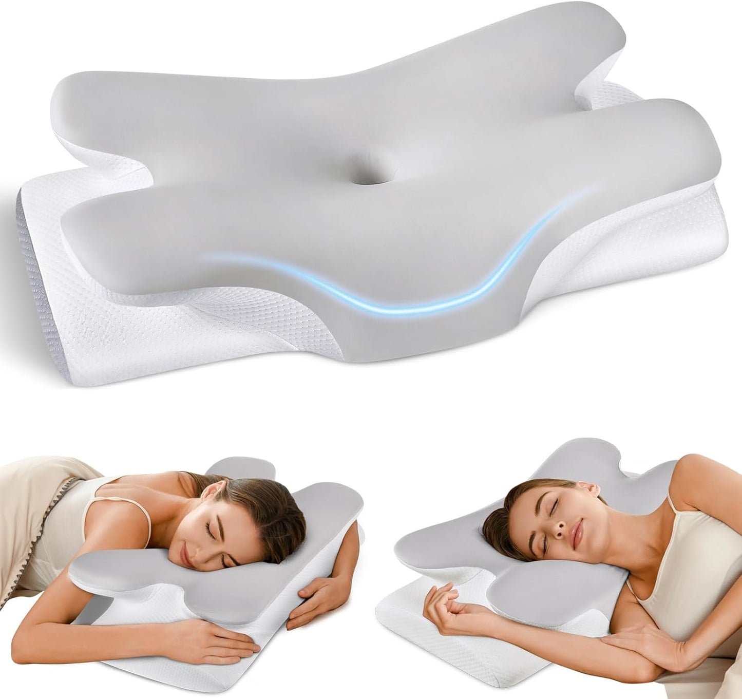 Cervical Neck Pillow for Pain Relief - Ergonomic Side Sleeper
