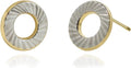 Hoberta Real 10k White Gold Diamond Cut Circle Stud Earrings