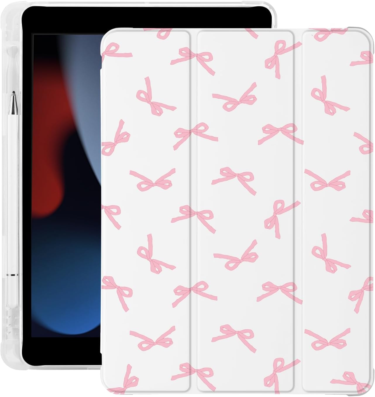 Cute Kawaii Pink Bow iPad Pro 12.9 Inch Case with Pencil Holder