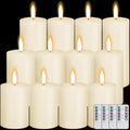 Ivory Flameless Candles 12-Pack with Remote Timer - Realistic Pillar