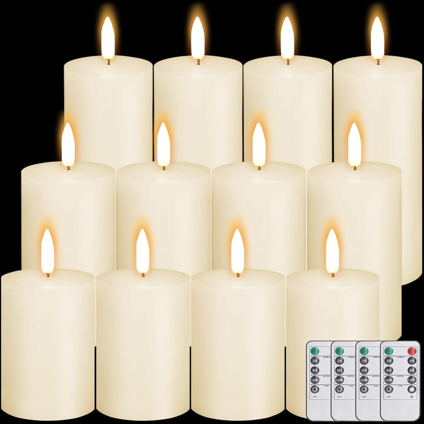 12 Pcs Ivory Flameless Candles with Remote for Home Decor