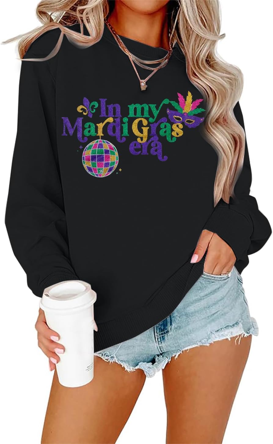 Sparkly Mardi Gras Sweatshirt - Glitter Carnival Fun!