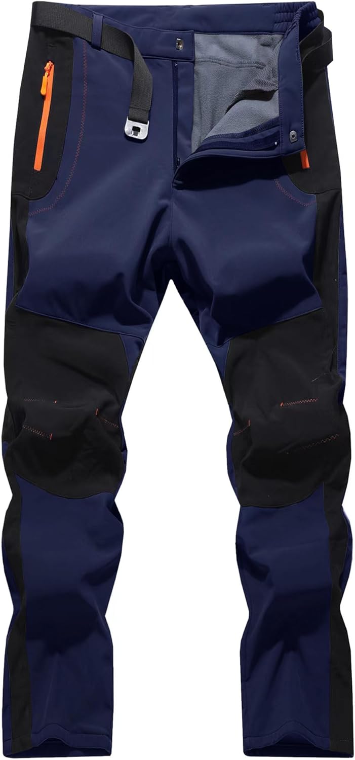 Men's Hiking Snow Ski Pants Softshell Fleece Lined Winter Gear
